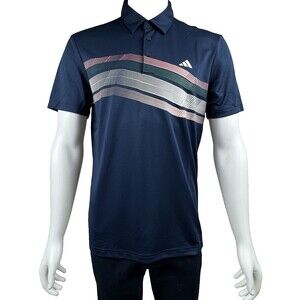 Adidas Mens Large Blue Regular Fit 3-Button Placket Golf Polo Shirt Tennis L